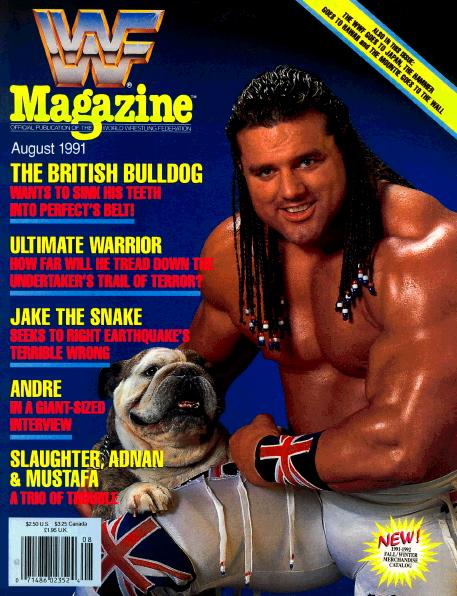 WWF Magazine August 1991 British bulldog Cover Wrestling 